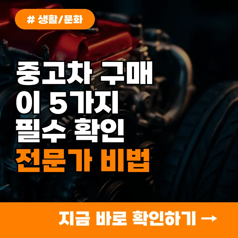 중고차 구매 전 이 5가지는 필수! 숨은 결함 찾는 전문가 비법